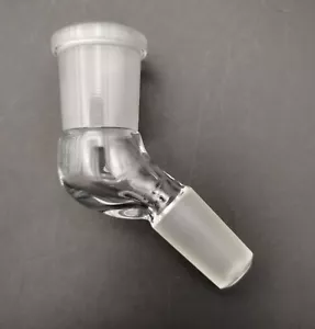 B Quality 18mm-14mm 45 Degree Angle Glass Ground Joint Attachment Adapter Elbow - Picture 1 of 3