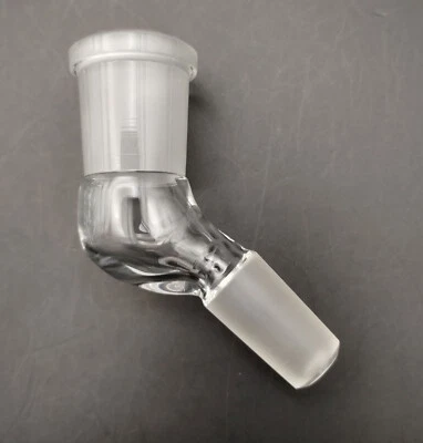B Quality 18mm-14mm 45 Degree Angle Glass Ground Joint Attachment Adapter Elbow - Image 1 of 3