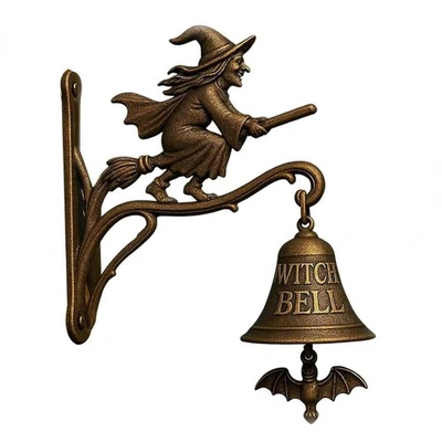 Halloween Witch Bell, Vintage Metal Welcome Doorbell, Shopkeeper 8047 - Image 1 of 4