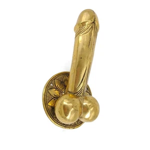 silver plated PENIS DOOR PULL or HOOK hand made solid brass 9 " handle heavy - Picture 1 of 14