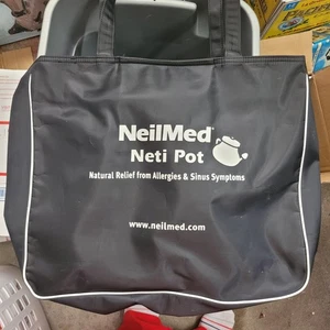 NeilMed Neti Pot Large Tote Bag Black Zippered Medical Rep Doctor Pharmaceutical - Picture 1 of 6