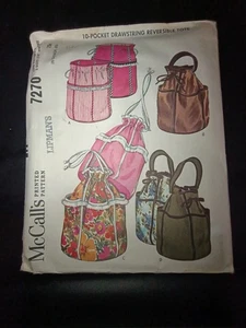 McCalls 7270 Beuteltaschen 10 Taschen Wende Kordelzug Vintage Schnittmuster  - Bild 1 von 3