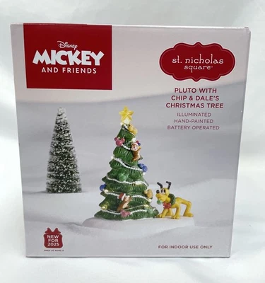 St. Nicholas Square Disney Pluto Chip & Dale Tree Holiday Christmas Village - Image 1 of 3