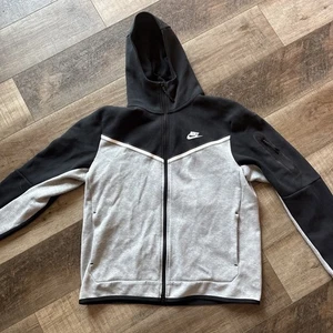 Nike Tech Full Zip Up Hoodie~Black~Gray~White~Mens~Large~L~Pre Owned~GUC - Picture 1 of 15