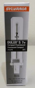 SYLVANIA 7W DULUX S CFL 2-PIN GX23 BASE 4100K CF7DS/841/ECO 21274 - Picture 1 of 6