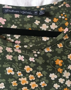 Fab Gudrun Sjoden XL Dark Green-Mix Floral Knee Length A-Line Dress & 2 Pockets - Picture 1 of 6