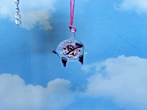 Vintage Jewelry Murano style Art glass PIG W/FLOWER PURPLE NECKLACE - Picture 1 of 2