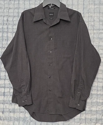 Arrow Black Dress Check Shirt Men's Large 16 - 16.5 Button Up Classic Casual - Image 1 of 4