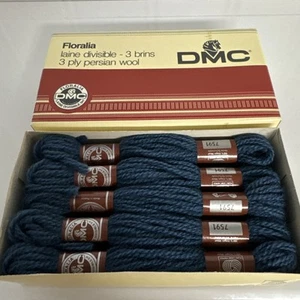 10 Skeins #7591 Tapestry Yarn DMC Floralia Laine 3 Ply Persian Wool Navy Blue - Picture 1 of 6