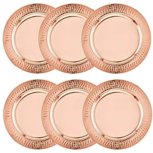 Copper Charger Plates - 6 Pack - 13 inch Rose Gold Charger Plates with Hammer... - Picture 1 of 5