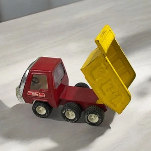 Buddy L Pressed Steel Dump Truck Red Yellow 8" Long Vintage Made in Japan - Picture 1 of 13