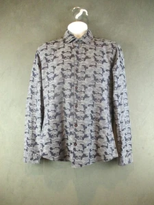 Jared Lang Shirt Mens Medium Gray Camo Long Sleeve Slim Fit Button Up Turkey - Picture 1 of 15