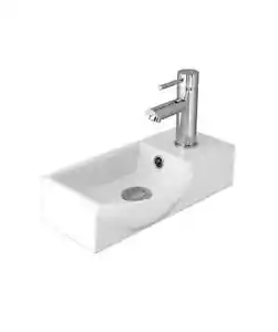 New Seima Wall Mount Ceramic Basin Compact hand Wash 405mm x 220mm Rectangular 1 - Picture 1 of 2