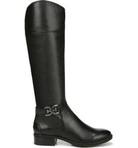 NEW Sam Edelman Prisilla Knee High Black Leather Riding Boot (US 9.5 M) Side Zip - Picture 1 of 12