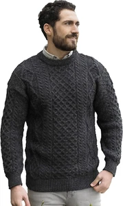 ARAN CRAFTS WOOL leichter CREW NECK SWEATER 2XL anthrazit C1347 - Bild 1 von 7