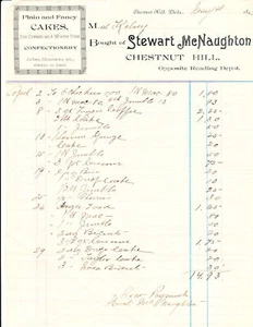 Membrete cabeza de pico 1893 - confitería Stewart McNAUGHTON - PHILADELPHIA PA - Imagen 1 de 1