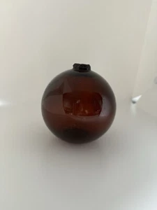 6" Vintage Amber Glass Fishing Ball With Flat Bottom - Picture 1 of 3