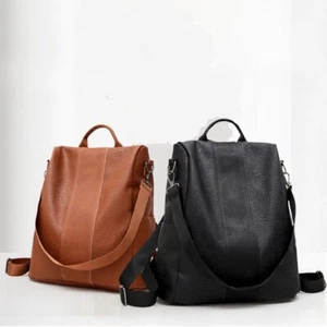 Mochila de cuero de color liso para mujer Bolso de diseñador de moda con múltiples bolsillos - Imagen 1 de 7