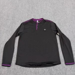 English Laundry Shirt Mens Medium Black Henley Long Sleeve Stretch Lightweight - Picture 1 of 11