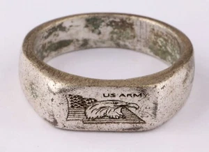 Ring US Army Bald eagle bird head WW2 Force WWII Soldiers jewelry Size 9 Rare - Picture 1 of 12