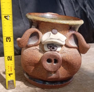 PIG Ugly Pottery Clay Coffee Mug Cup Hand Thrown SIGNED MMS Mahon - Picture 1 of 10