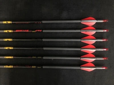 Gold Tip Hunter 340 Carbon Arrows  w/ 2" Raptor-X Vanes 6pk BRAND NEW - Image 1 of 4