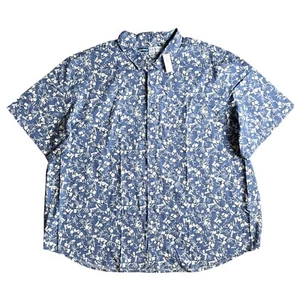 Old Navy NWT Everyday Shirt Mens 4XL Blue Floral Short Sleeve Button Casual Vaca - Picture 1 of 10