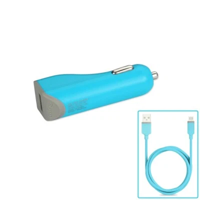 Cargador de coche USB 1A encendedor enchufe adaptador carga teléfono Samsung Android azul Foto 1 de 4