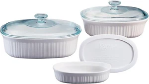 CorningWare Ceramic Bakeware Set with Lids, 6-Piece French White - Picture 1 of 1