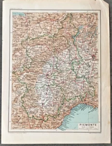 VTG 1906 Italy Piedmont Piemonte Geographical Map Italian Orig 12" x 9" C29-9 - Picture 1 of 3