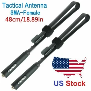 2PCS TACTICAL ANTENNA SMA-FEMALE DUAL BAND VHF UHF FOR BAOFENG F8HP UV-5R UV-82 - Picture 1 of 11