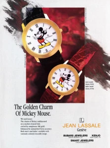 1990 Jean Lassale Disney Mickey Mouse Watch 1-page MAGAZINE AD - Picture 1 of 1