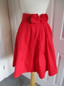 Lindy Bop - Red fit & flare & large bow feature, 100% cotton skirt - UK10/EU38 - Picture 1 of 9