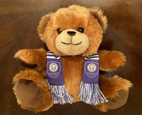 Orlando City Soccer Plush Teddy Bear with scarf Cover