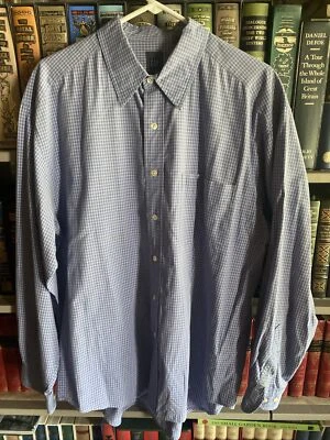 Camisa de vestir para hombre Gap azul/blanco a cuadros manga larga botones delanteros L Foto 1 de 4