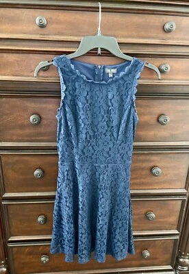 Lily Rose Girl's Lace Fit And Flare Sleeveless Navy Dress Small - Image 1 of 4