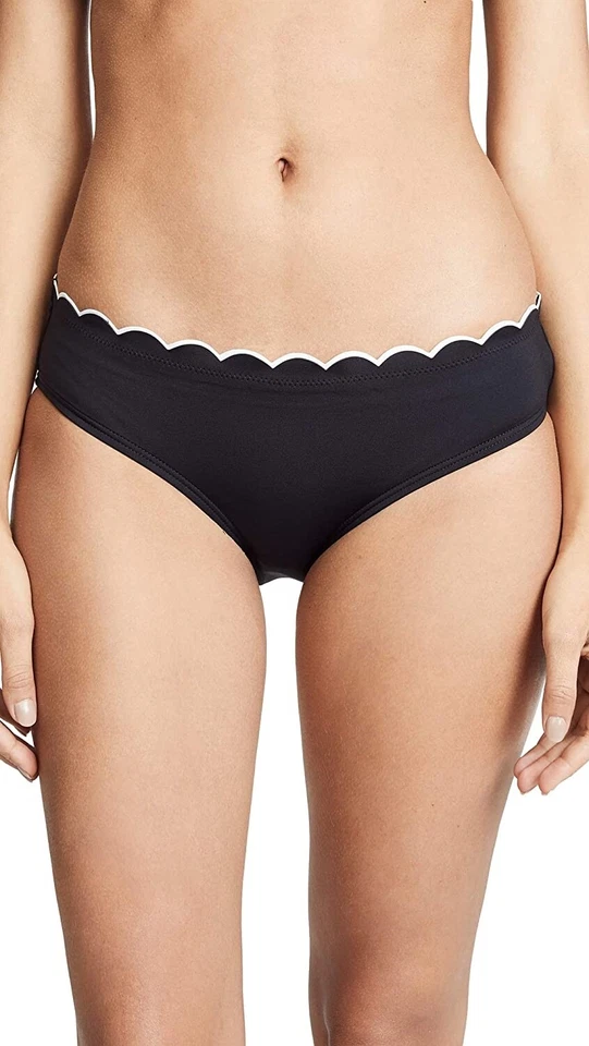 Kate Spade Fort Tilden Contrast Scalloped Hipster Bottom S Black 14948
