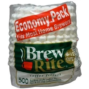 BREW RITE Coffee Filters 500 Count Economy Pack 8-12 Cup for Basket Style Brewer - Picture 1 of 3