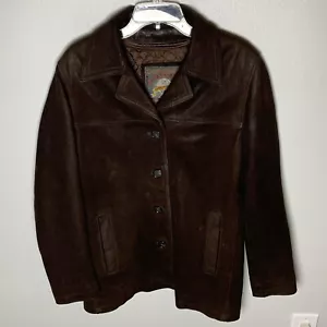 VINTAGE Wilson Adventure Bound Bomber Leather Jacket Men Medium Brown Thinsulate - Picture 1 of 10