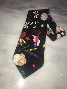Nicole Miller Vintage Silk Men's Neck Tie Necktie-USA Uncle Sam-Peace 60's-1991 - Picture 1 of 6