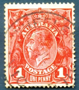 Australia 1914 Sc 21 1p George V Red Variety Wtrmk Crown Wide A Wheeler PM F - Picture 1 of 2