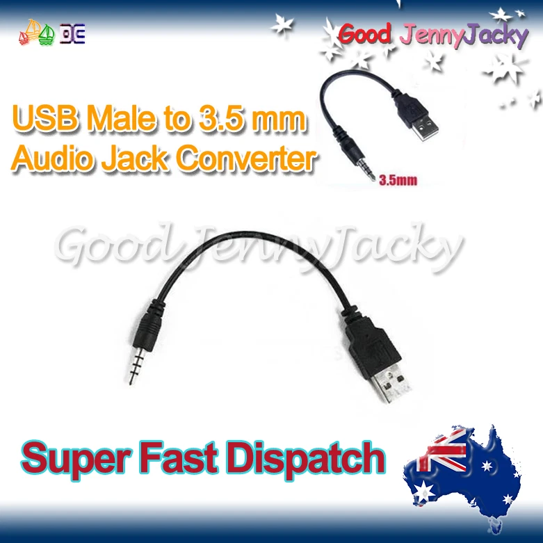 USB Male to 3.5 mm Audio Jack 3.5mm Adapter Converter for iPod Shuffle - Image 1 of 1