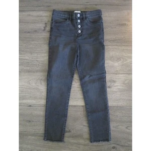 Black Denim Jeans Light Wash Girls Kids Size 8 Pants Fringe Hem Button Fly - Picture 1 of 8