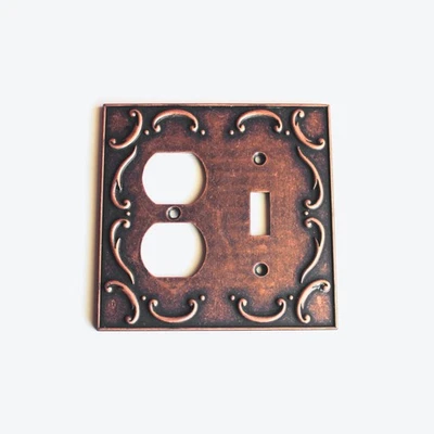 Placa de pared interruptor de luz ornamentado decorativo acabado cobre LHMC 2003 Foto 1 de 4