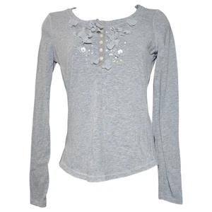 Abercrombie Kids Mädchen XL grau Langarm Top Schleifen Blumen Pailletten Preppy Y2K  - Bild 1 von 9