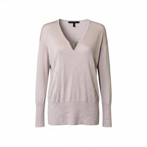 White House Black Market Pink V Neck Metallic Chain Long Sleeve Sweater S Small - Picture 1 of 5