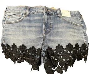 Pantalones cortos Express para mujer azules y negros talla 12 relax tiro bajo - Imagen 1 de 3