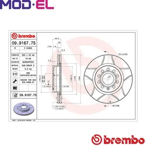 2x BRAKE DISC 09.9167.75 FOR VW GOLF/PLUS/Van/VAN/VI/VII JETTA/IV/III BEETLE - Picture 1 of 9
