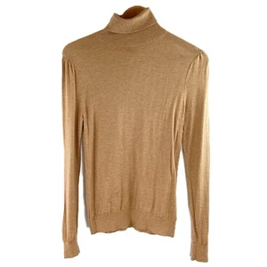 Massimo Dutti Tan Wool & Silk Blend Roll Neck Jumper M - Picture 1 of 4