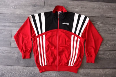 ADIDAS VINTAGE 1996/1998 RED BLACK FOOTBALL TOP JACKET JERSEY D3 MENS SMALL 90's - Image 1 of 4